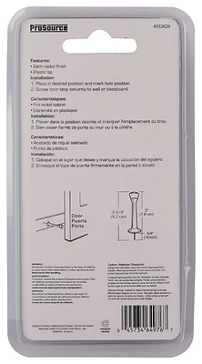 3 Inch Heavy Duty Rigid Baseboard Door Stop In Satin Nickel