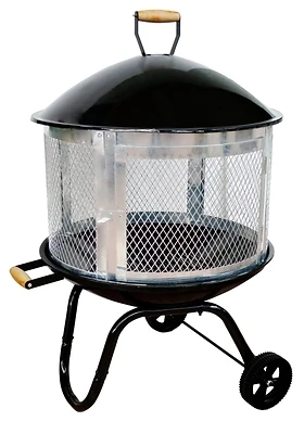 Ky181 Outdoor Steel Fire Pit, 27-3/4 In Oaw, 31-1/4 In Oad, 46-1/2 In Oah