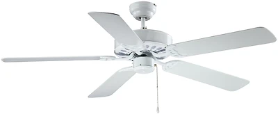 52-inch Ceiling Fan With 5 Blades, White, Model 52-casa-es-en-wh