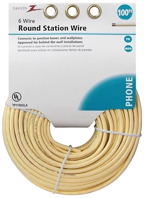 Zenith TP1100ULA Telephone Wire, 4-Wire, Almond, 100 Ft.
