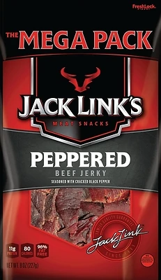 Peppered Beef Jerky, 8 Ounce Mega Pack - Savory Snack