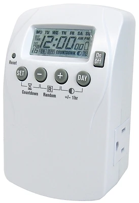 Tndhd002 Heavy Duty Indoor 7-day Programmable Digital Timer With 2 Outlets