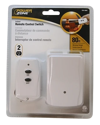 PowerZone TNRC21 Remote Control With 2 Outlets, 80 Ft. Range