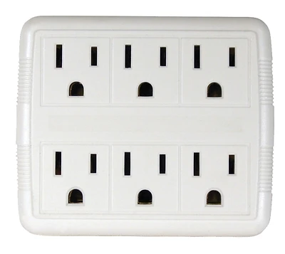 PowerZone OR801011 6-Outlet Grounded Power Tap, 125V, 15A, White