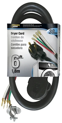 PowerZone ORD100406 10/4 6-Foot Dryer Cord with Molded Plugs, Black