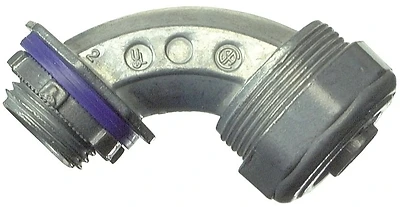 16905b 90 Degree Liquid Tight Elbow, 1/2 Inch Zinc Die-cast Connector
