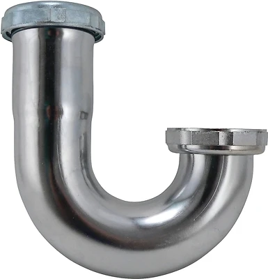 Plumb Pak PP20207 J-Bend Sink Trap with Nut, 1-1/2 In., Chrome Brass