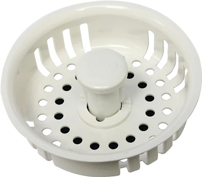 Plumb Pak PP820-26 Plastic Strainer Basket, Adjustable Post, 3-1/2 In., White