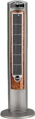 Wind Curve T42954 42" Tower Fan With Remote Control, 3 Speeds, Gray/woodgrain