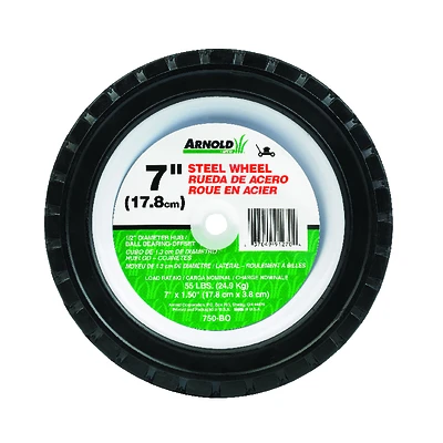 Universal Offset Hub Replacement Lawn Mower Wheel, Steel, 7 In.