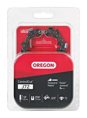 Oregon J72 Chainsaw Chain, 18 In. Bar, 0.058 Ga, 0.325 Pitch, 72-Link