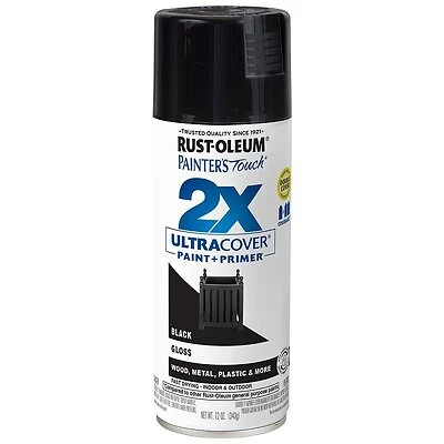 Painter's Touch 2X Spray Paint, Gloss Black, 12 oz.