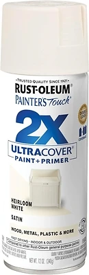 Rust-Oleum 334071 Painter's Touch 2X Spray Paint, Satin Heirloom White, 12 Oz