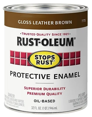 Rust-Oleum Stops Rust 7775502 Protective Enamel, Gloss Leather Brown, 1 Qt.