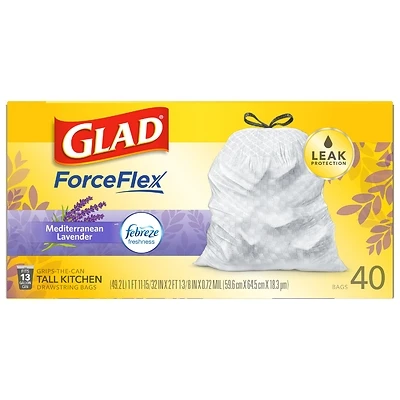 Glad 78459 Trash Bag, 13 gal, Plastic, White