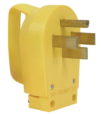 Camco 55255 PowerGrip 50-Amp Replacement Male Plug, 125-250V, Yellow
