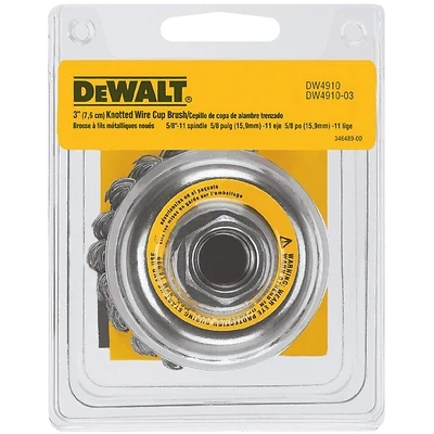 DeWalt DW4910 Carbon Steel Knotted Wire Cup Brush, 3 In.