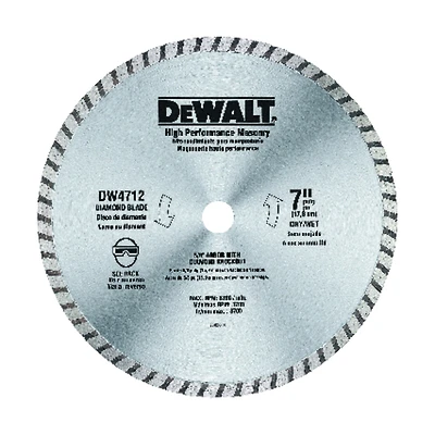 DEWALT DW4712 Circular Blade, 7 in Dia, 7/8 in Arbor, Diamond Cutting Edge, Segmented Rim