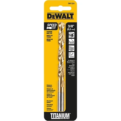 Titanium-Coated Drill Bit, 3/8 In.