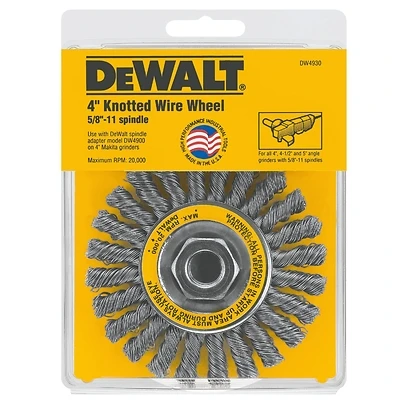 DeWalt DW4930 Wire Wheel Brush, 4 In., 0.020 In. Bristle, 5/8-11 Arbor