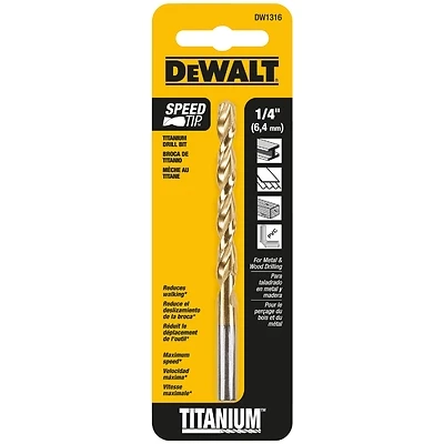 1/4 In. Titanium-Coated Drill Bit