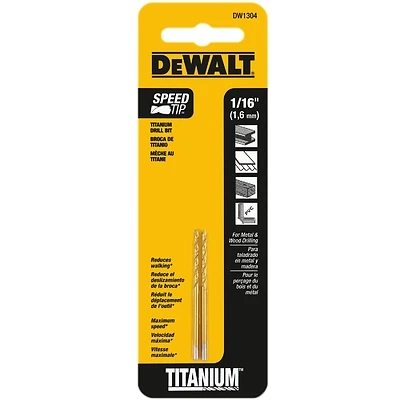 Titanium-Coated Drill Bit, 1/16 In.