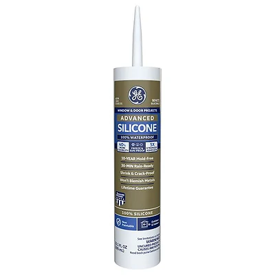 GE 2811093 Advanced Silicone 2 Window & Door Sealant, White, 10.1 Oz
