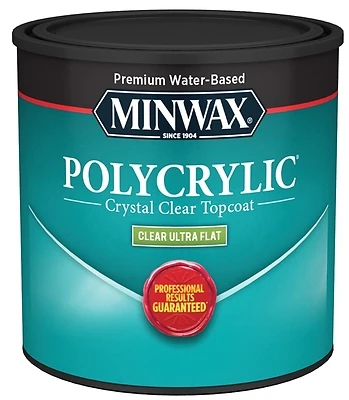 Minwax 211114444 Polycrylic Protective Wood Finish, Ultra Flat, Clear, 1/2 Pt.