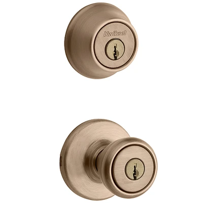 Security Tylo Entry Lockset And Deadbolt Combo Pack,  Antique Brass