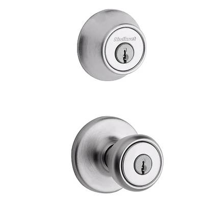 Security Tylo Entry Lockset And Single-Cylinder Deadbolt Combo Pack, Satin Chrome