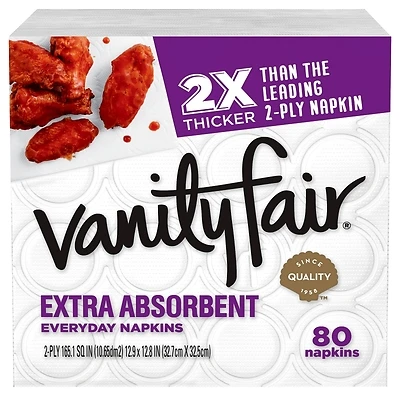 Vanity Fair 35341 Napkins, Extra-Absorbent, 2-Ply, 80-Count