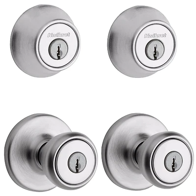 Kwikset 242T 26D CP Tylo Satin Chrome Entry Knob and Deadbolt Combo, 2 Sets