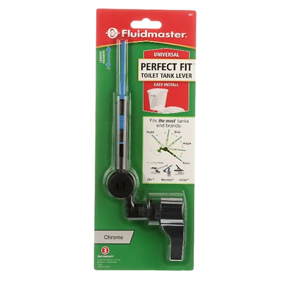 Fluidmaster 641 Perfect Fit Toilet Tank Lever, Chrome, Plastic Arm