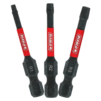 Diablo DSQV2-S3 Square Drive Bit Set, 2-In., #1, #2 & #4