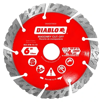 Diamond Segmented Turbo Cut-Off, Masonry, 6-In.