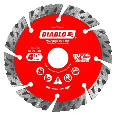Diamond Segmented Turbo Cut-Off, Masonry, 4-1/2-In.