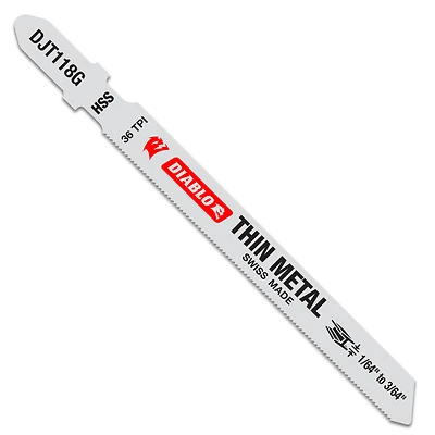 T-Shank Jigsaw Blade, High Speed Steel, For Thin Metal, 36 Tooth, 3-5/8-In., 5-Pk.