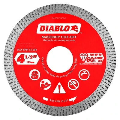 Diamond Continuous Rim Cut Off Discs, 4-1/2-In.