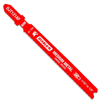 Diablo T-Shank Jigsaw Blade, Bi-Metal, Medium Metal, 21 Tooth, 3-3/8-In., 5-Pk.