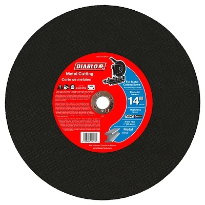 Diablo DBD014109A01F Chop Saw Disc, 14 in Dia, 1 in Arbor, Aluminum Oxide Abrasive