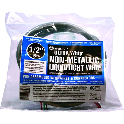 Southwire 55189407 Sealtite Conduit Whip, Non-Metallic, 10-3 AWG, 1/2 In. x 6 Ft.