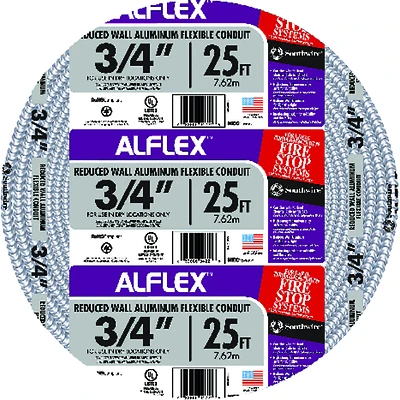 Southwire 55082321 Alflex Flexible Aluminum Conduit, 3/4 In. x 25 Ft.