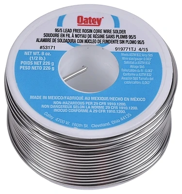 Oatey 53171 95/5 Lead-Free Rosin Core Wire Solder, 8 Oz