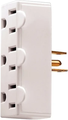 Eaton BP1147W Triple Outlet Adapter, 125V, 15A, White