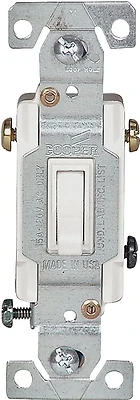Eaton Cooper C1303-7W 3-Way Toggle Switch, 15A, 120V, Gray