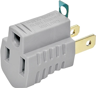 Eaton BP419GY Gray Grounding Adapter, 2-Pole to 3-Wire, 15A 125V