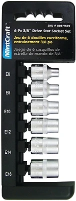 6 Piece 3/8" Drive Star Socket Set Ts1006-p, Chrome Vanadium Steel