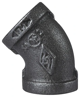 Prosource 4-3/4B Black 45 Degree Elbow, 3/4 Inch, Malleable Iron