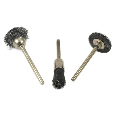 Forney 60241 Nylon Wire Brush Set, 1/8 In. Shank, 3 Pc., 15000 RPM