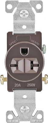 1876b-box Single Receptacle 20a 250v Brown Commercial Outlet